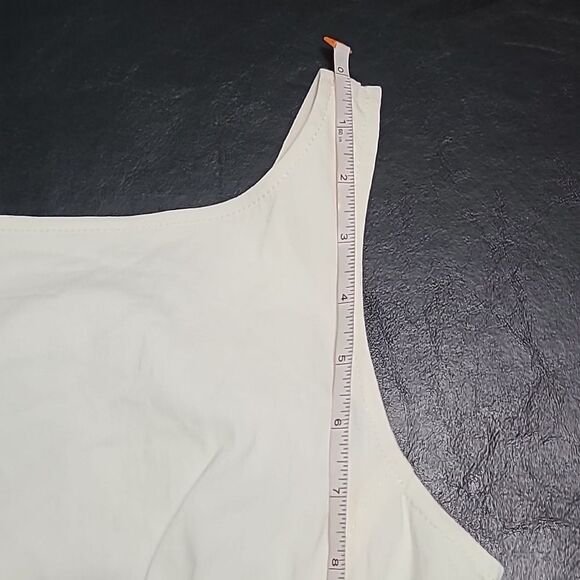 Express Women's off white stretch midi dress size 1 / 2 vintage summer slit - Picture 8 of 10